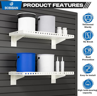 4 Pack Slatwall Shelves, Heavy Duty White Metal Slat Wall Shelf - Image 4