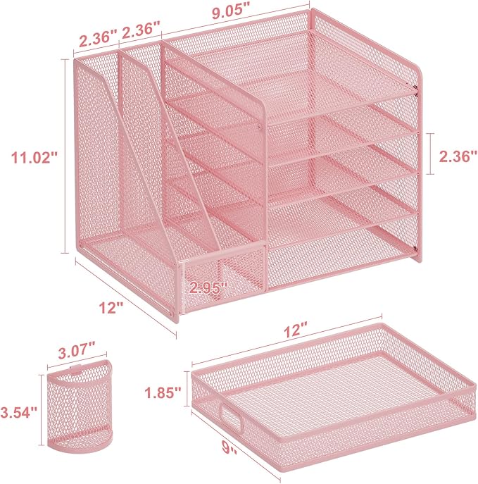 Marbrasse Desk Organizer with File Holder, 5-Tier Paper Letter Tray Organizer - Image 6