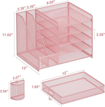 Marbrasse Desk Organizer with File Holder, 5-Tier Paper Letter Tray Organizer - Image 6