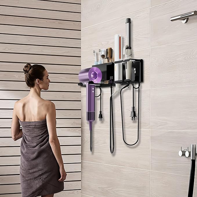 Hair Dryer Holder Wall Mounted, Metal Hair Tools Organizer, Hair Dryer Holder - Image 2