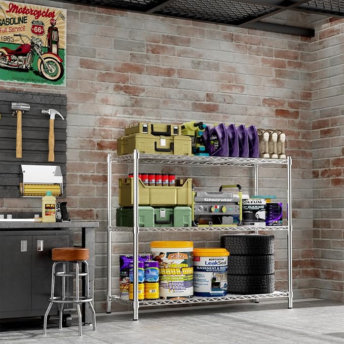 Storage Shelves Heavy Duty, 3-Tier Adjustable Metal Industrial Utility Shelf - Image 5