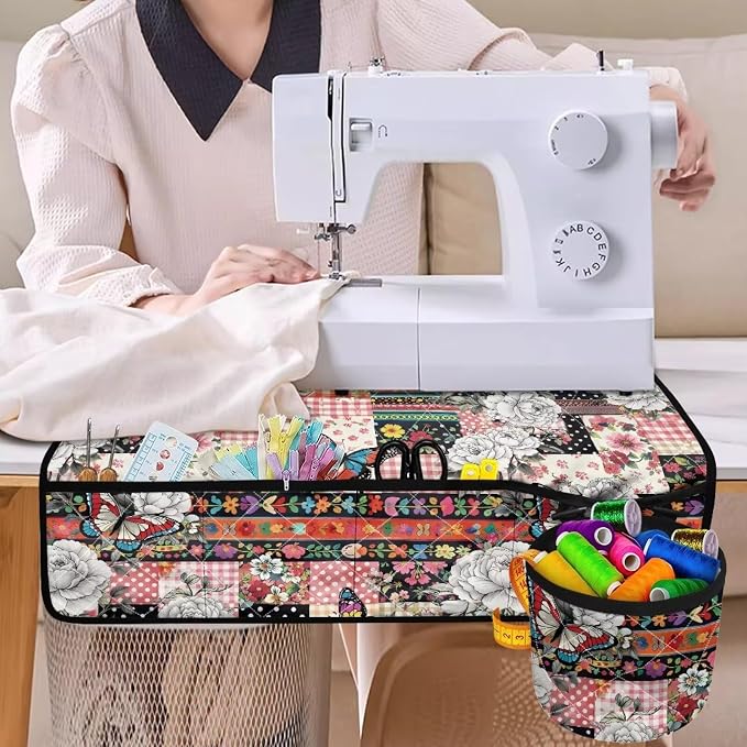 Sewing Machine Mat Sewing Machine Floral Butterfly Patchwork Carrying Pad Non - Image 4