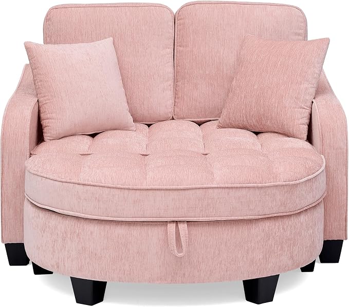 ERYE Chenille Tufted Loveseat Sofa and Ottoman Set, Tufted Recliner Sleeper - Image 8