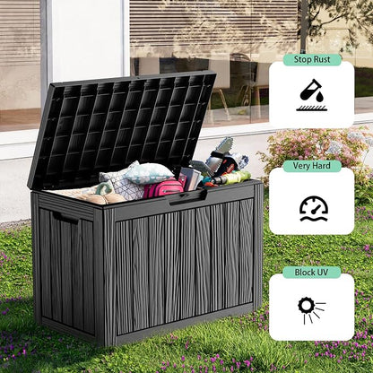 45 Gallon Resin Deck Box, Lockable Outdoor Storage Box - Image 4