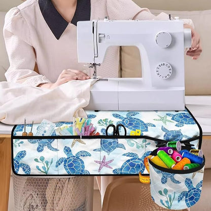 Sewing Machine Mat Blue Sea Turtle Starfish Waterproof Dustproof Sewing Machine - Image 4