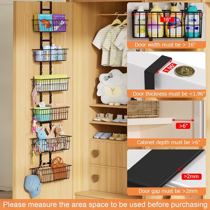 Hongtamoya Over The Door Organizer, Adjustable Hanging Door Organizer - Image 5