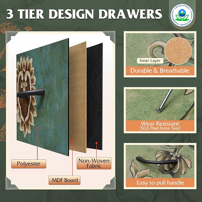WLIVE Dresser for Bedroom with 6 Drawers, Floral Painted | Closet Dresser - Image 6