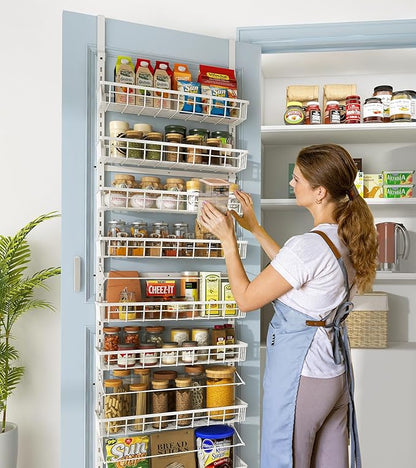 Mefirt Over The Door Pantry Organizer, Wall Mount Spice Rack 8-Tier White | - Image 3