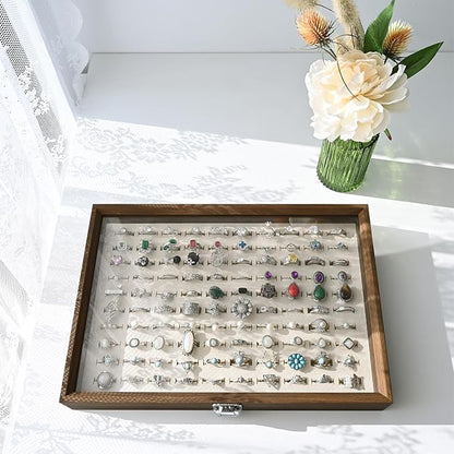 MOOCA 100 Ring Box Jewelry Display Tray, Display Case Accessories Storage Box - Image 7