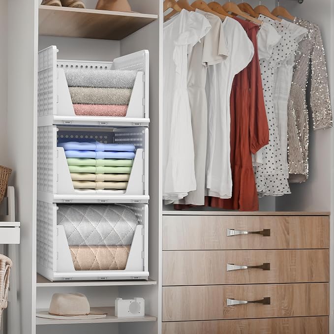 Sorbus 3 Pack Folding Closet Shelf Organizer - Image 3
