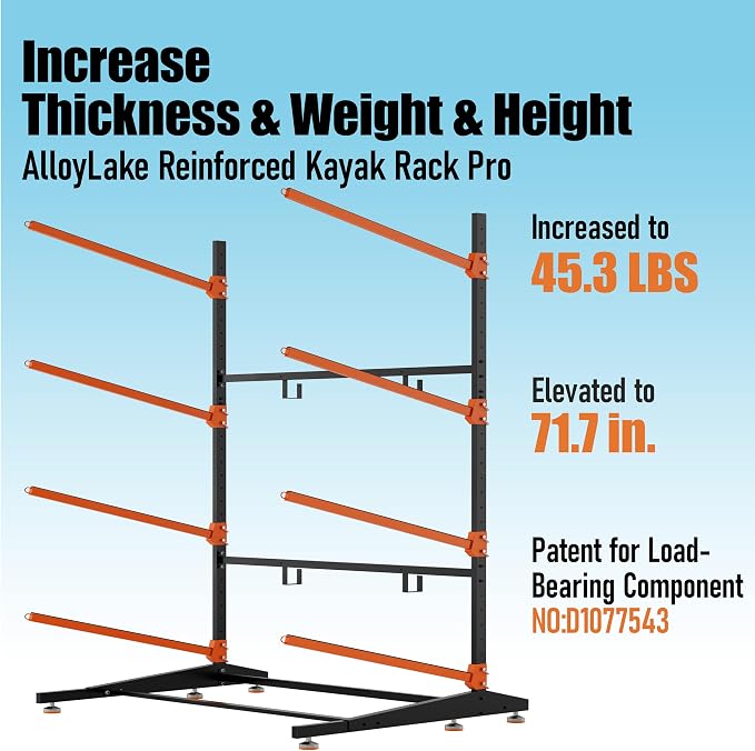 Kayak Storage Rack, Heavy-Duty Outdoor Canoe Rack, Reinforced, and Enhanced - Image 3