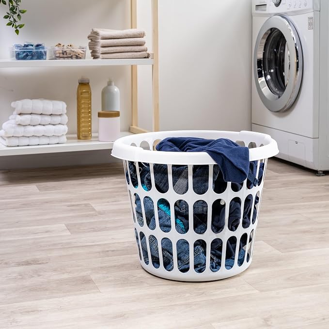 10-Pack Round White Plastic Laundry Basket, Suitable - Image 3