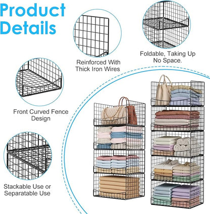 JKsmart 4-Tier Stackable Closet Organizers and Storage Shelves, Extend Clothing - Image 5