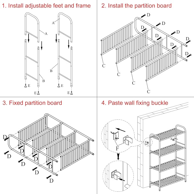 JSB 4-Tier Adjustable Shelving Unit, Heavy Duty Storage Rack Organizer Metal - Image 7