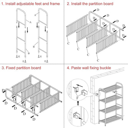 JSB 4-Tier Adjustable Shelving Unit, Heavy Duty Storage Rack Organizer Metal - Image 7