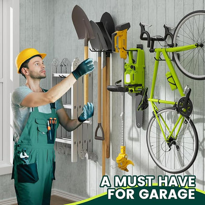 Wall Mount Garden Tool Holder Organizer Rack, Garage Tool Organizer Storage Hook - Image 3