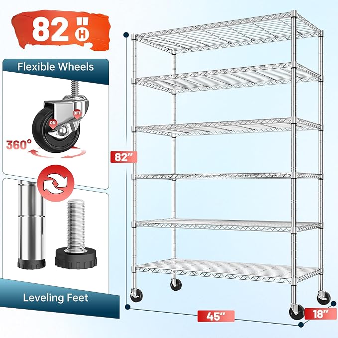 Romorgniz 6-Tier Rolling Storage Shelves - Image 3
