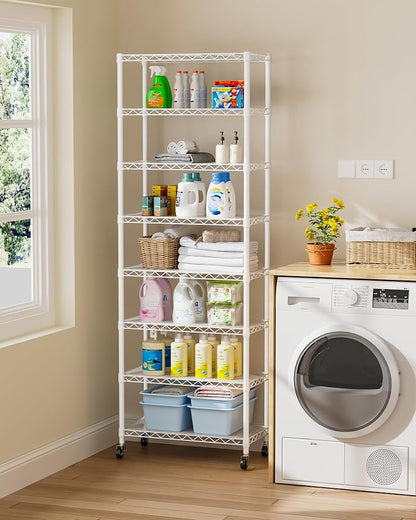 8 Tier Adjustable Storage Shelves Heavy Duty Metal Shelf Wire Shelving Unit - Image 7