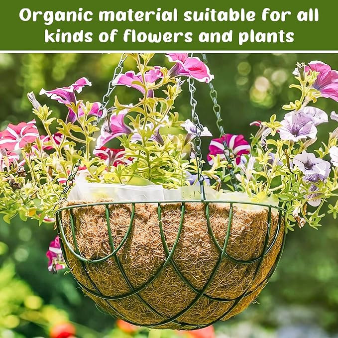6 Pack 8 Inch Hanging Basket Coco Liners Replacement, 100% Natural Round - Image 6