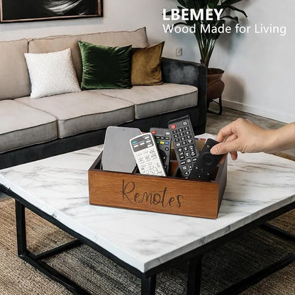 Acacia Wood Remote Control Holder Caddy, TV Organizer - Image 5