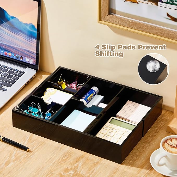 1 PC Acrylic Desk Drawer Organizer 2 Inch Height Expandable Drawer Organizer - Image 6