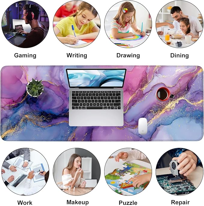 Purple Marble Ink Mouse Pad – Large Extended Desk Mat 31.5 x 11.8 in– Alcohol - Image 9