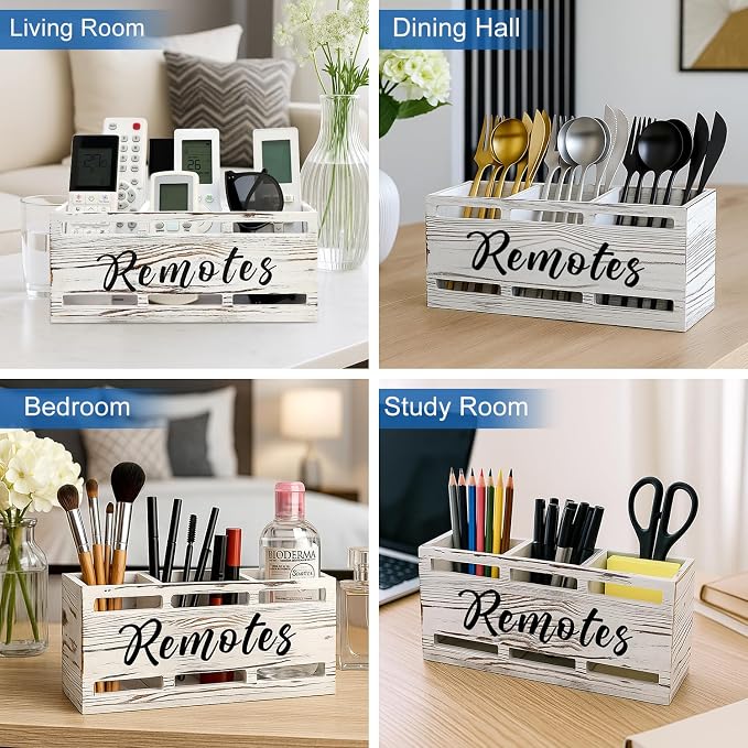 Remote Control Holder for Wall Bedside Organizer Wooden Remote Caddy Control - Image 7