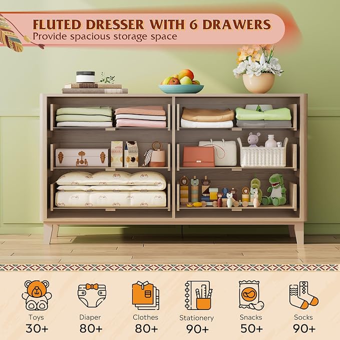 WLIVE Fluted Dresser for Bedroom - Image 6