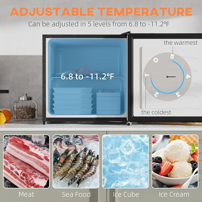HOMCOM Mini Freezer Countertop, 1.1 Cu.Ft Compact Upright Freezer - Image 3