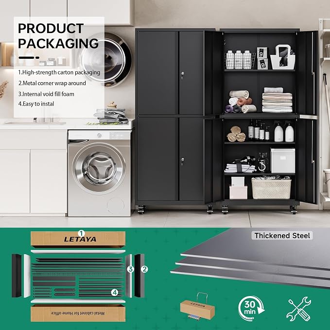 Letaya Metal Garage Storage Cabinet - Image 6