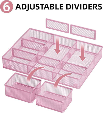 Marbrasse 3 Packs Desk Drawer Organizers, Metal Mesh Dividers - Image 2