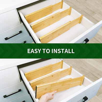 VaeFae 3 Pack Bamboo Drawer Dividers, Expandable Separators - Image 4
