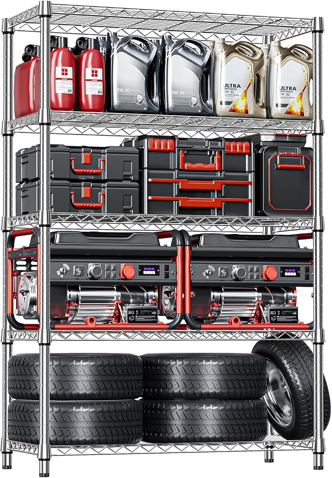 IZEUK 5-Tier Heavy Duty Metal Storage Shelving Unit, Adjustable Steel Wire Rack by IZEUK