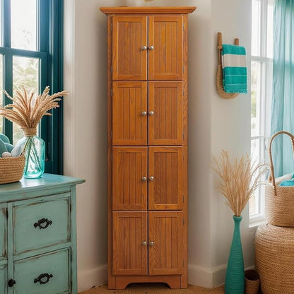 72" H Farmhouse Corner Storage Cabinet by Unknown