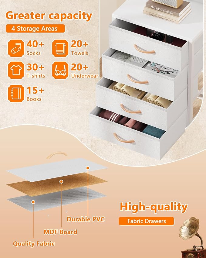 Furnulem White Nightstand, 38 inches Tall Night Stand - Image 5