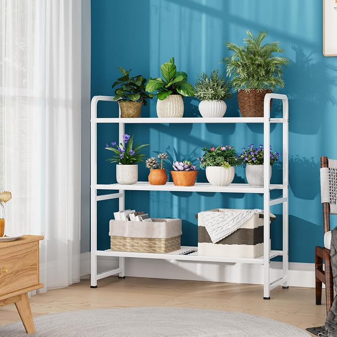 Simple Shelf Organizer for Outdoor, 3 Tier Stackable Metal Wire Shelving Unit - Image 8