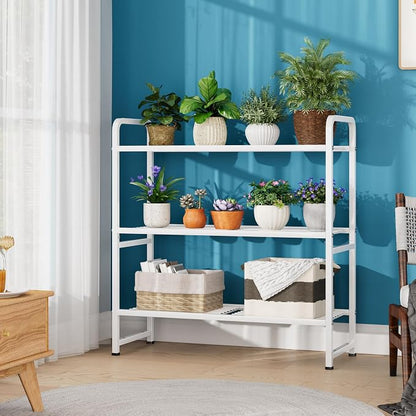 Simple Shelf Organizer for Outdoor, 3 Tier Stackable Metal Wire Shelving Unit - Image 8