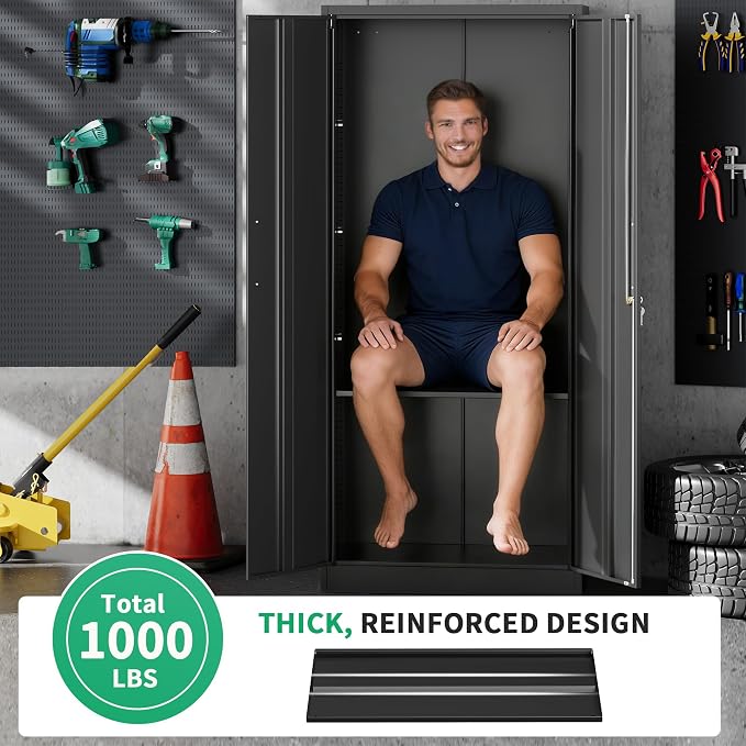Metal Storage Cabinet with Locking Doors, Garage Utility Cabinet - Image 10
