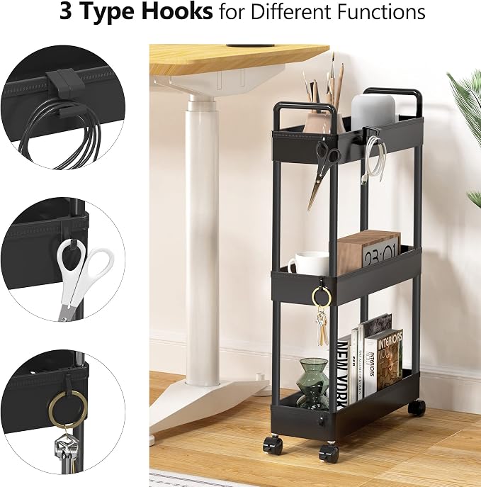 SOLEJAZZ Slim Rolling Storage Cart - Image 3