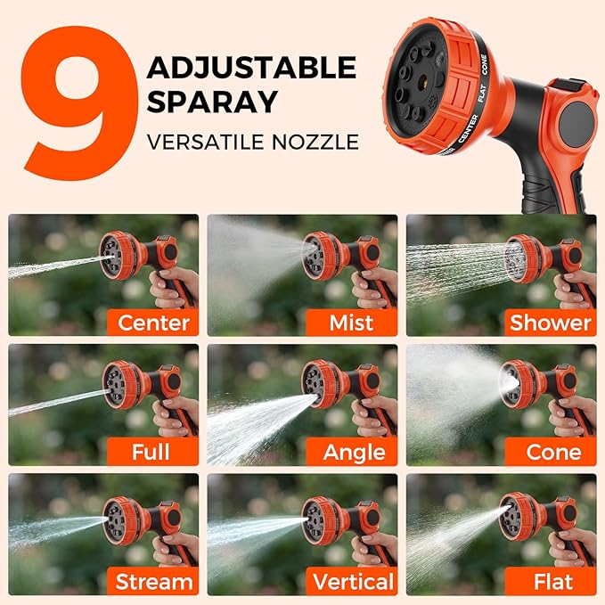 Upgraded Retractable Garden Hose Reel 5/8 inch x 100 ft Wall-Mounted 9 Pattern - Image 4
