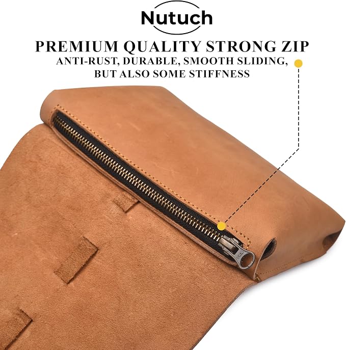 Leather Tech Pouch for Cables Chargers Phone | Tech Bag | Zipper Travel - Image 4