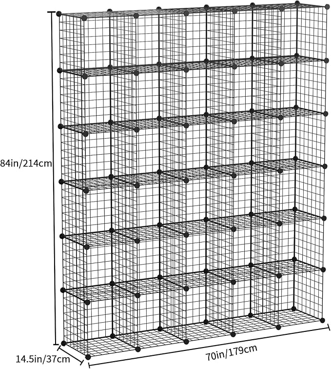KOUSI 14"x14" Wire Cube Storage, Metal Grid Organizer, 30-Cube Modular Shelving - Image 3