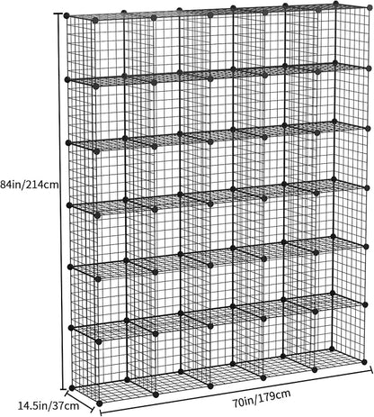 KOUSI 14"x14" Wire Cube Storage, Metal Grid Organizer, 30-Cube Modular Shelving - Image 3