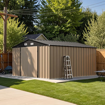 Patiowell 10x12 FT Storage Shed, Outdoor Metal Sheds by Patiowell