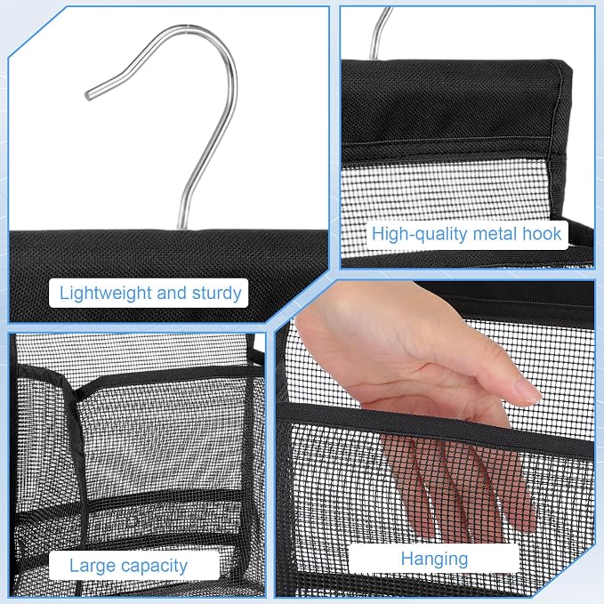 Mesh Shower Caddy Hanging, Transparent Rotating Hanging Mesh Bath Baskets - Image 5