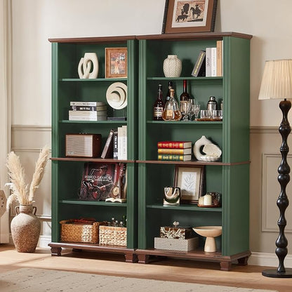 70" Tall Green Bookshelf, 5 Tier Wooden Book Shelf - Image 4