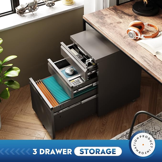 DEVAISE 3 Drawer Mobile File Cabinet - Image 4