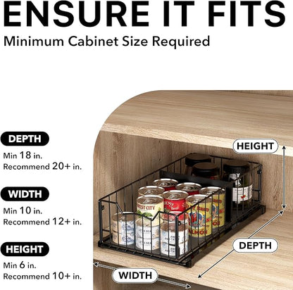 Simple Houseware Pull-Out Cabinet Sliding Basket, 17.2Dx9.7Wx5H, Under Sink or - Image 3