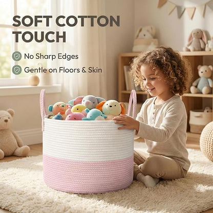 JMvicyroam 65L Extra Large Machine Washable Cotton Rope Blanket Basket | - Image 5