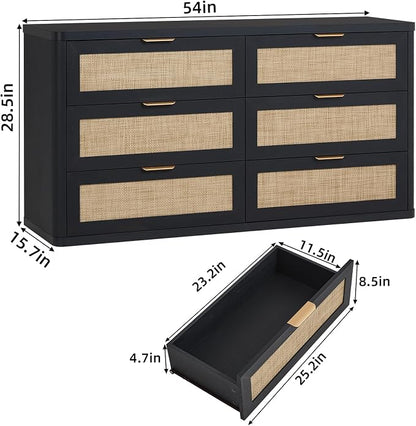 LEYAOYAO Rattan 6 Drawer Dresser - Image 2